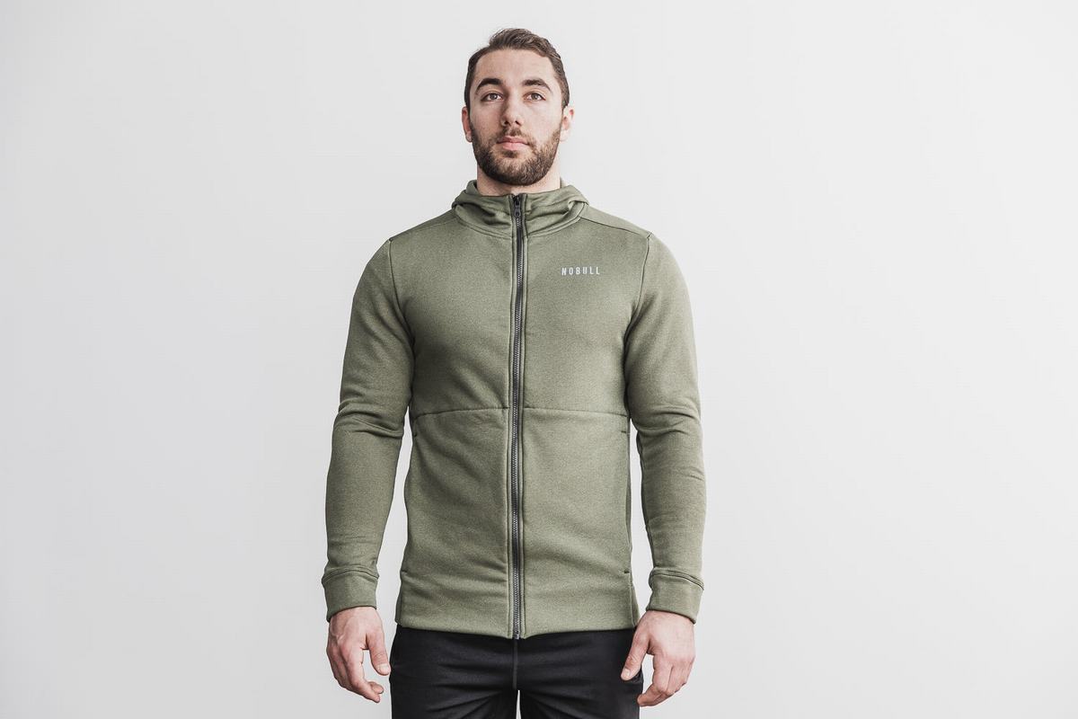 Nobull Performance Zip-up Huvtröja Herr Gröna | WE8962304