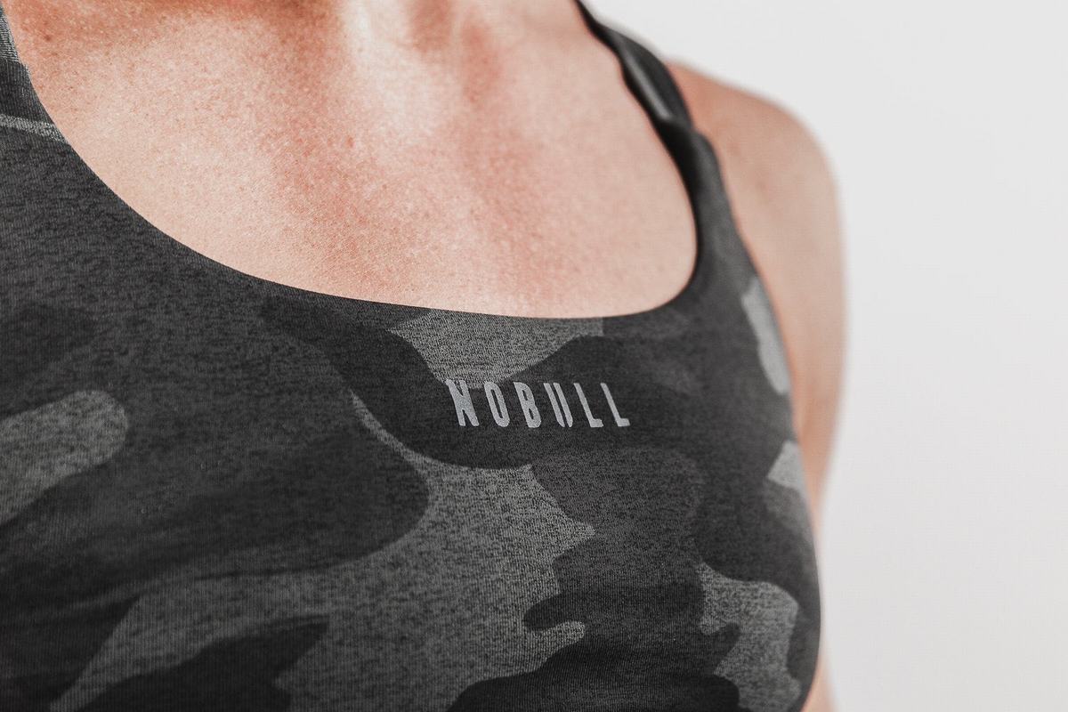 Nobull Plush Heather Sport-BH Dam Grå Camo | ZO6392014