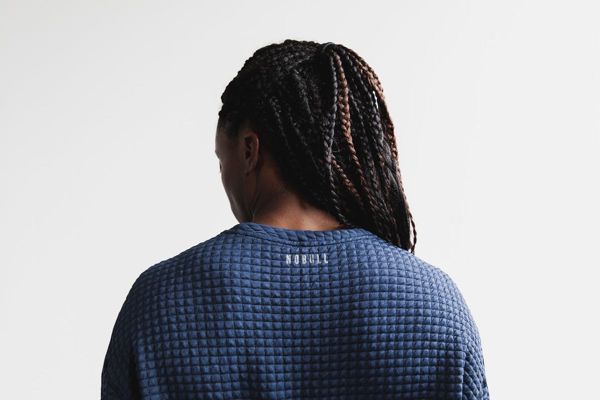 Nobull Quilted Crew Tröja Dam Marinblå | BL6701839