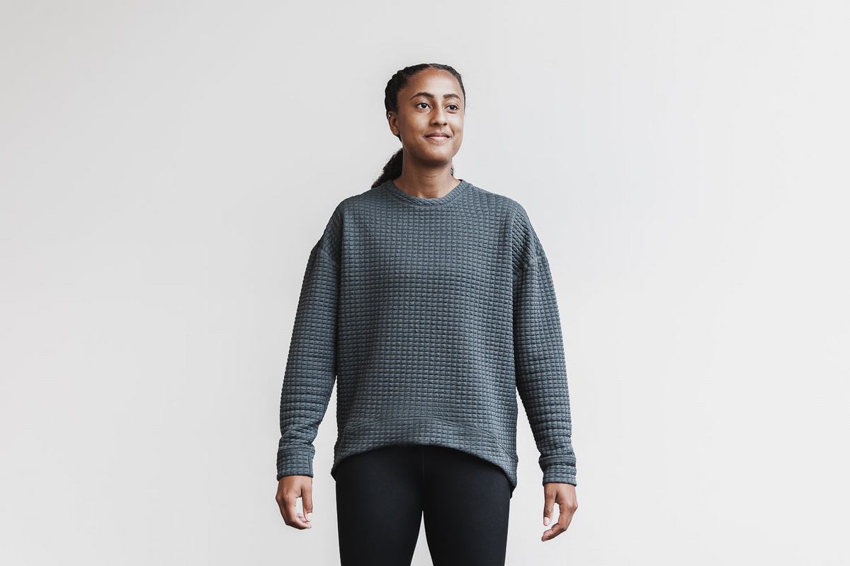 Nobull Quilted Crew Tröja Dam Mörkgrå | LN5374029