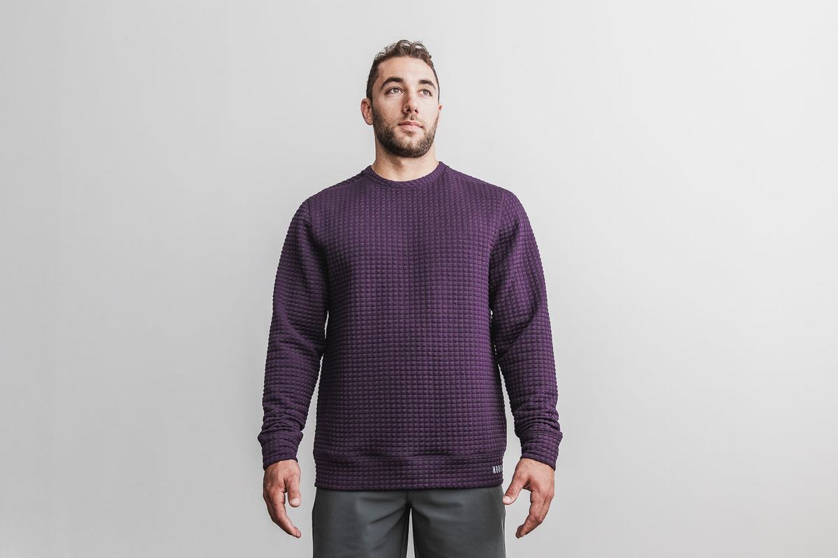 Nobull Quilted Crew Tröja Herr Bruna | NO0245936