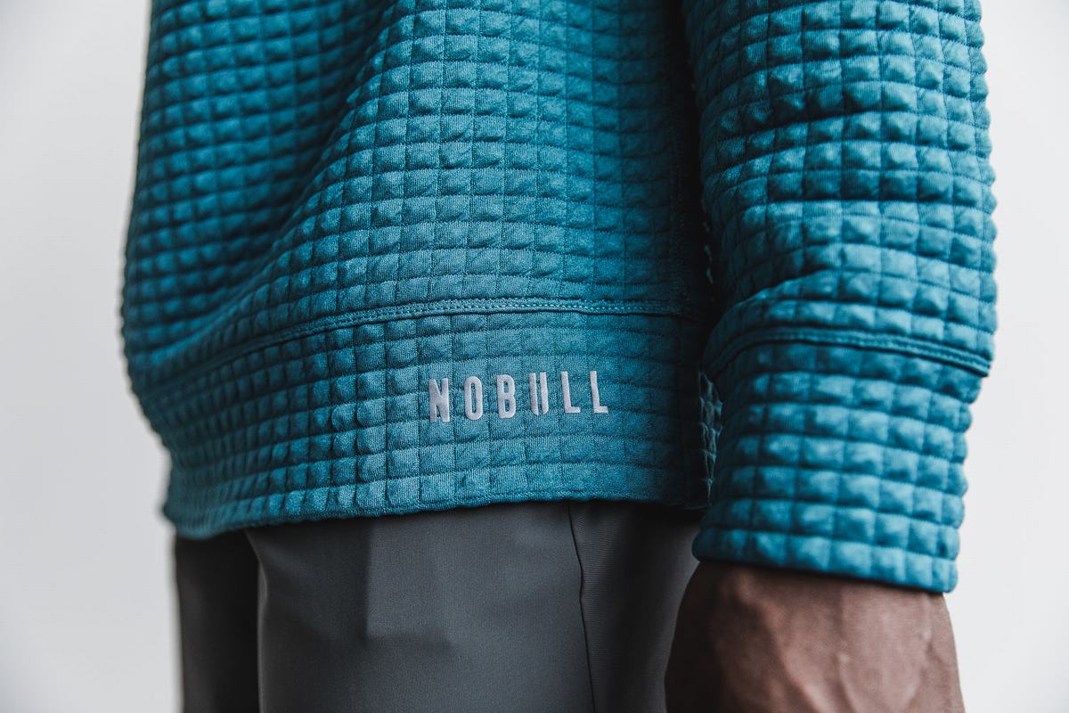 Nobull Quilted Crew Tröja Herr Grå Blå | DZ8340951