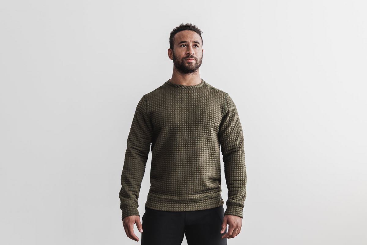 Nobull Quilted Crew Tröja Herr Gröna | YB5972841