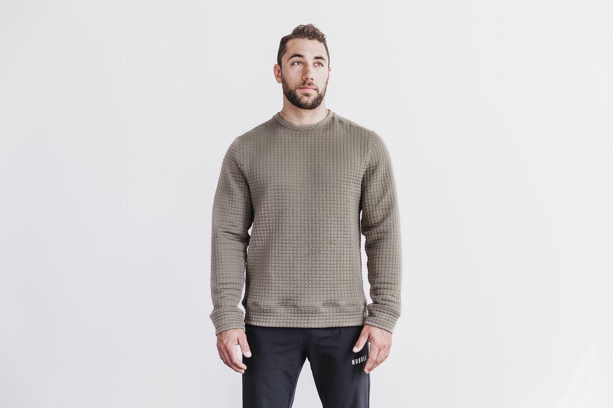 Nobull Quilted Crew Tröja Herr Ljusbruna | AG1423675