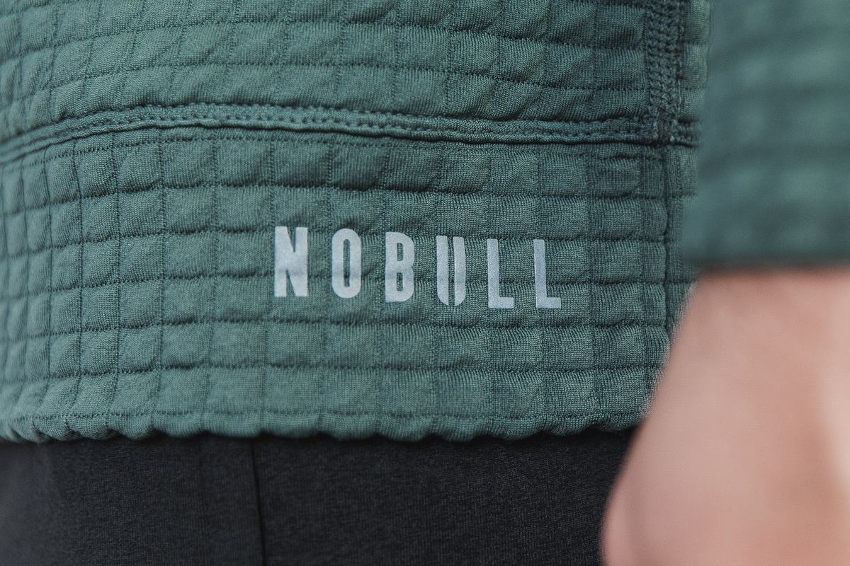 Nobull Quilted Crew Tröja Herr Olivgröna | FO2586913