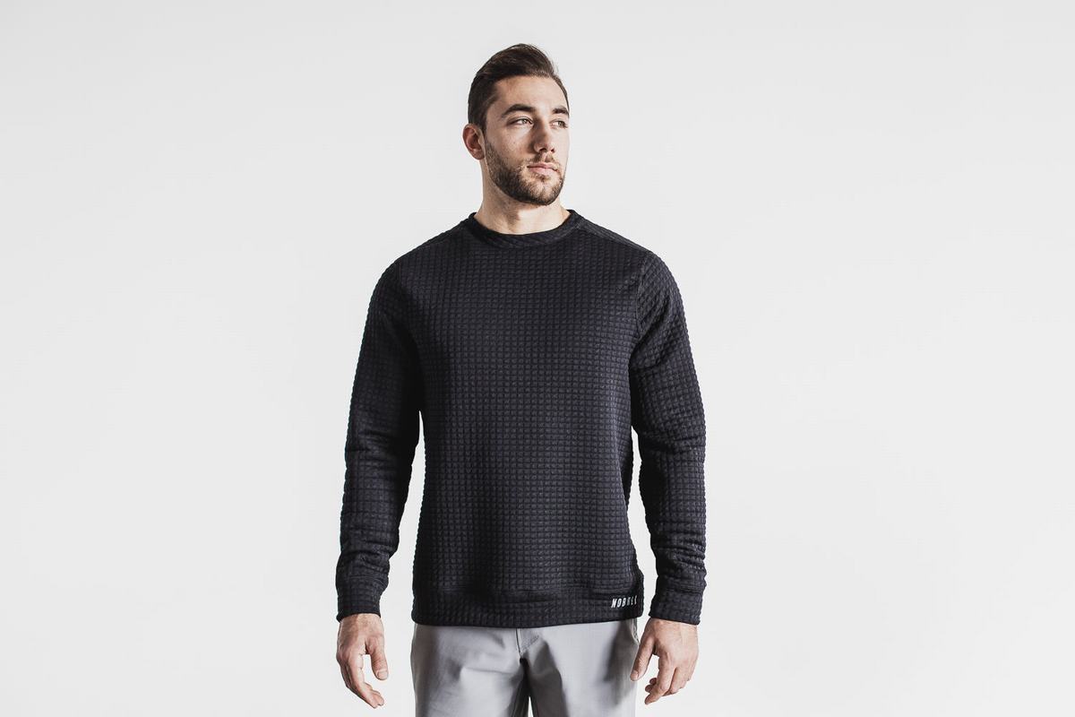 Nobull Quilted Crew Tröja Herr Svarta | ZD1437608