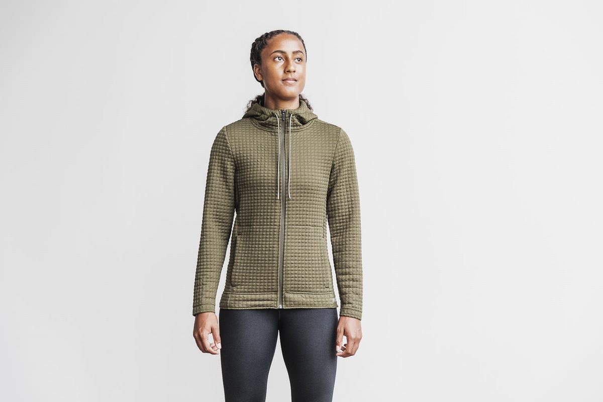 Nobull Quilted Zip-up Jacka Dam Gröna | IB9837162