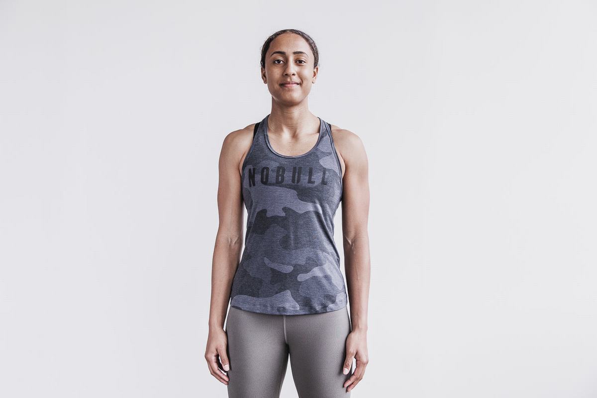 Nobull Racerback Tank Linne Dam Grå Camo | QJ5836124