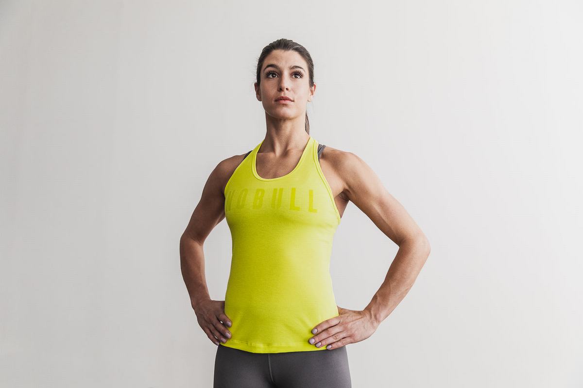 Nobull Racerback Tank Neon Linne Dam Gula | NV6079415