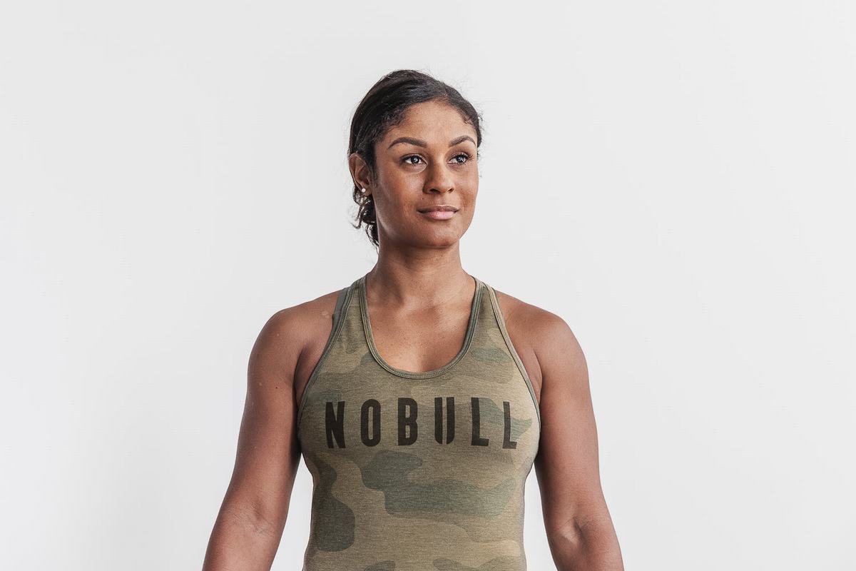 Nobull Racerback Tank Träningslinne Dam Gröna Camo | BD1894732