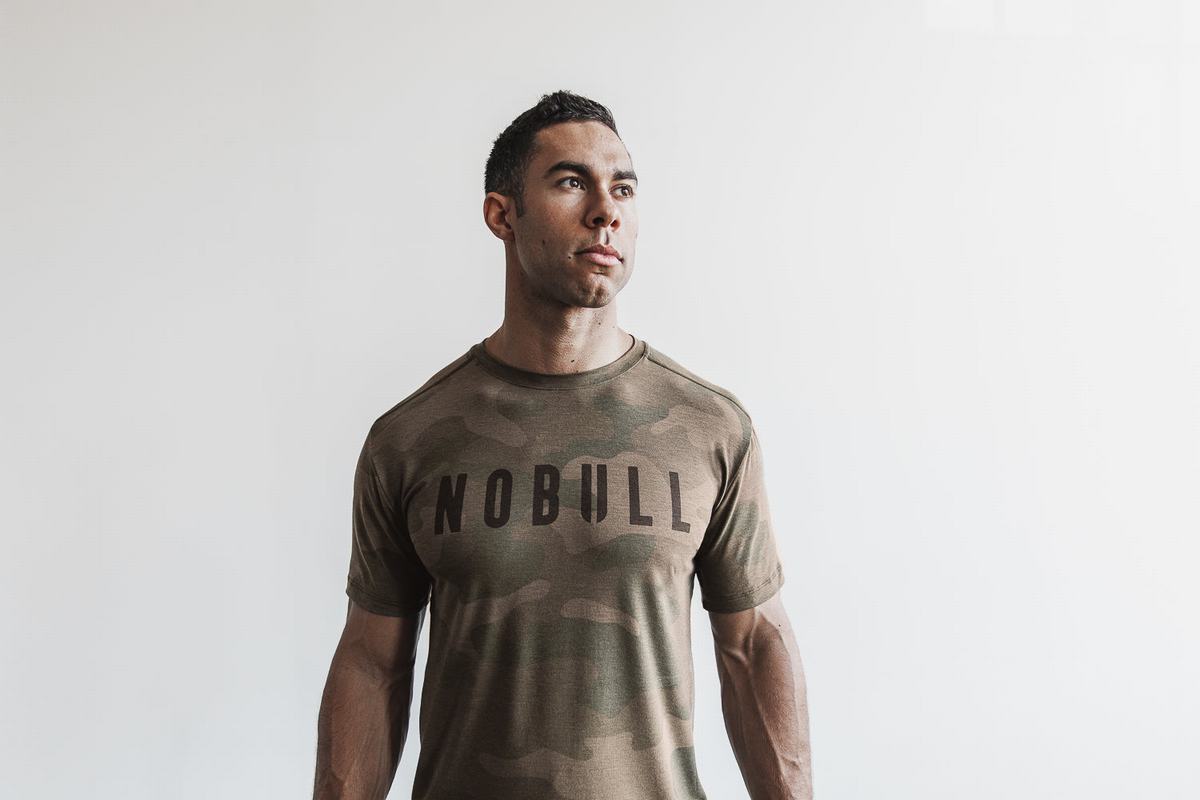 Nobull T-Shirt Herr Gröna Camo | ZJ5841023