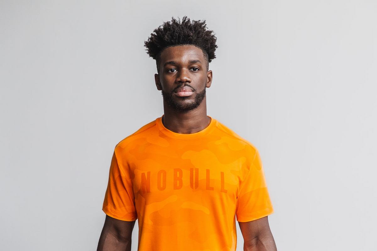 Nobull T-Shirt Herr Orange Camo | RK5640729