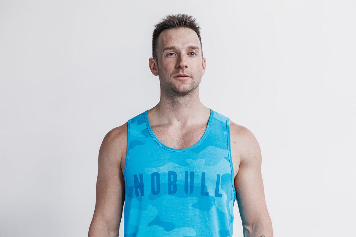 Nobull Tank Neon Linne Herr Blå Camo | JU8769512