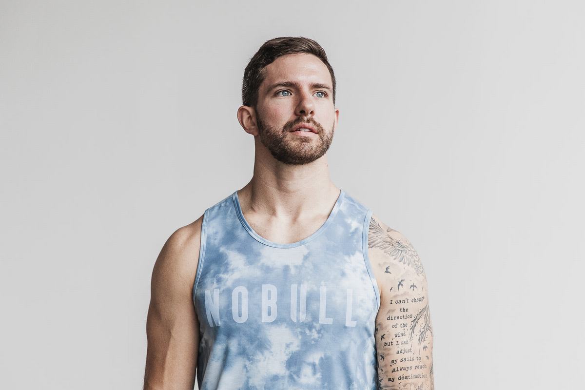 Nobull Tank Tie-Dye Linne Herr Blå | PW7602954