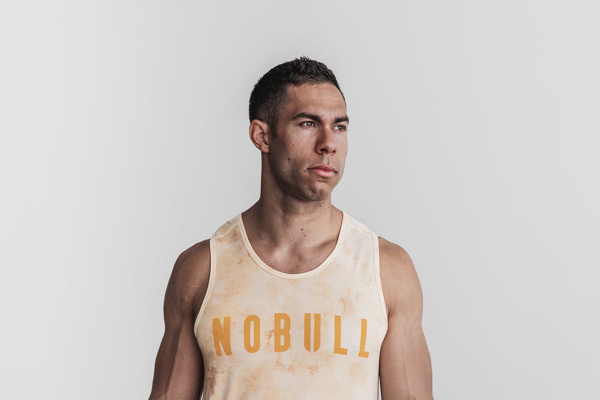 Nobull Tank Tie-Dye Linne Herr Gula | ZA6312754