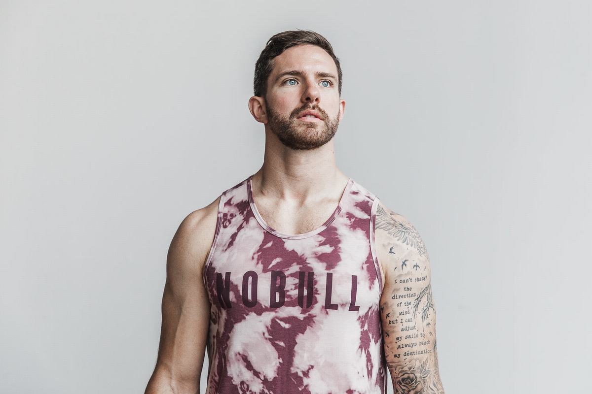 Nobull Tank Tie-Dye Linne Herr Rosa Mörkröda | PE9475021