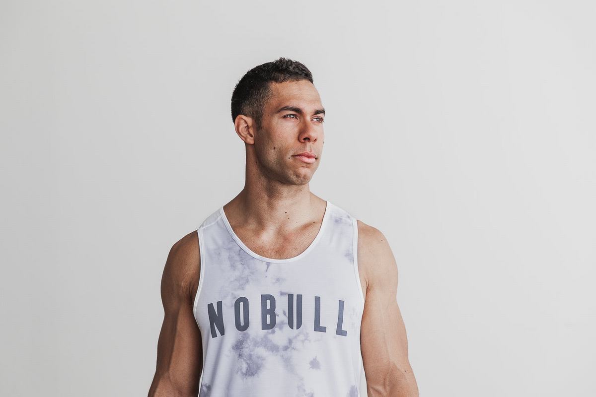 Nobull Tank Tie-Dye Linne Herr Vita | EZ7648592