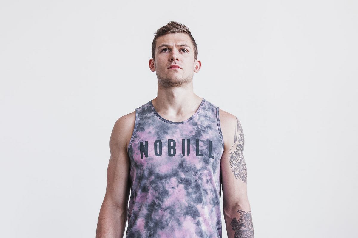 Nobull Tank Tie-Dye Träningslinne Herr Rosa | NX2697518