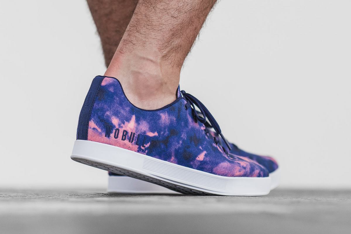 Nobull Tie-Dye Canvas Trainer Skor Herr Indigo Rosa | RC7016843