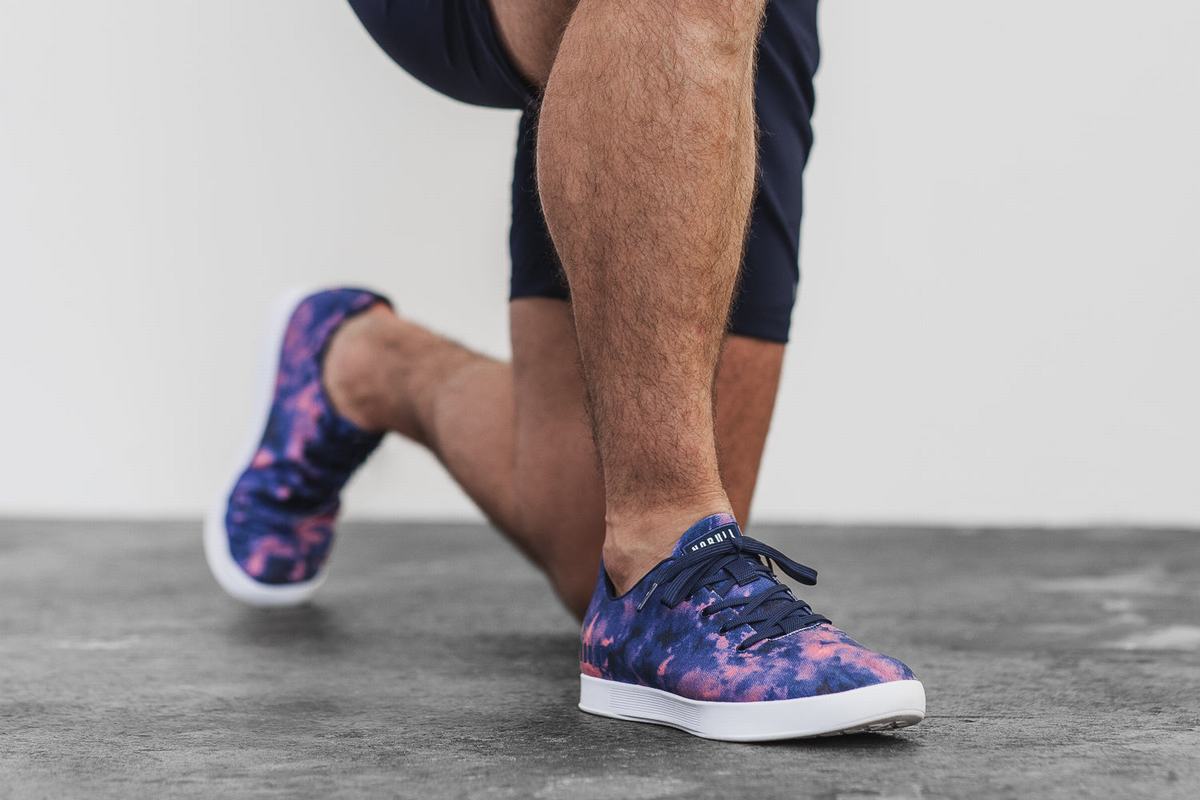 Nobull Tie-Dye Canvas Trainer Skor Herr Indigo Rosa | RC7016843