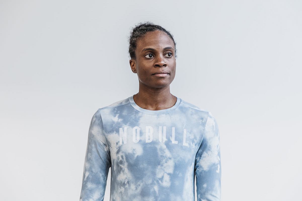 Nobull Tie-Dye Långärmad T-Shirt Dam Blå | OS4075921