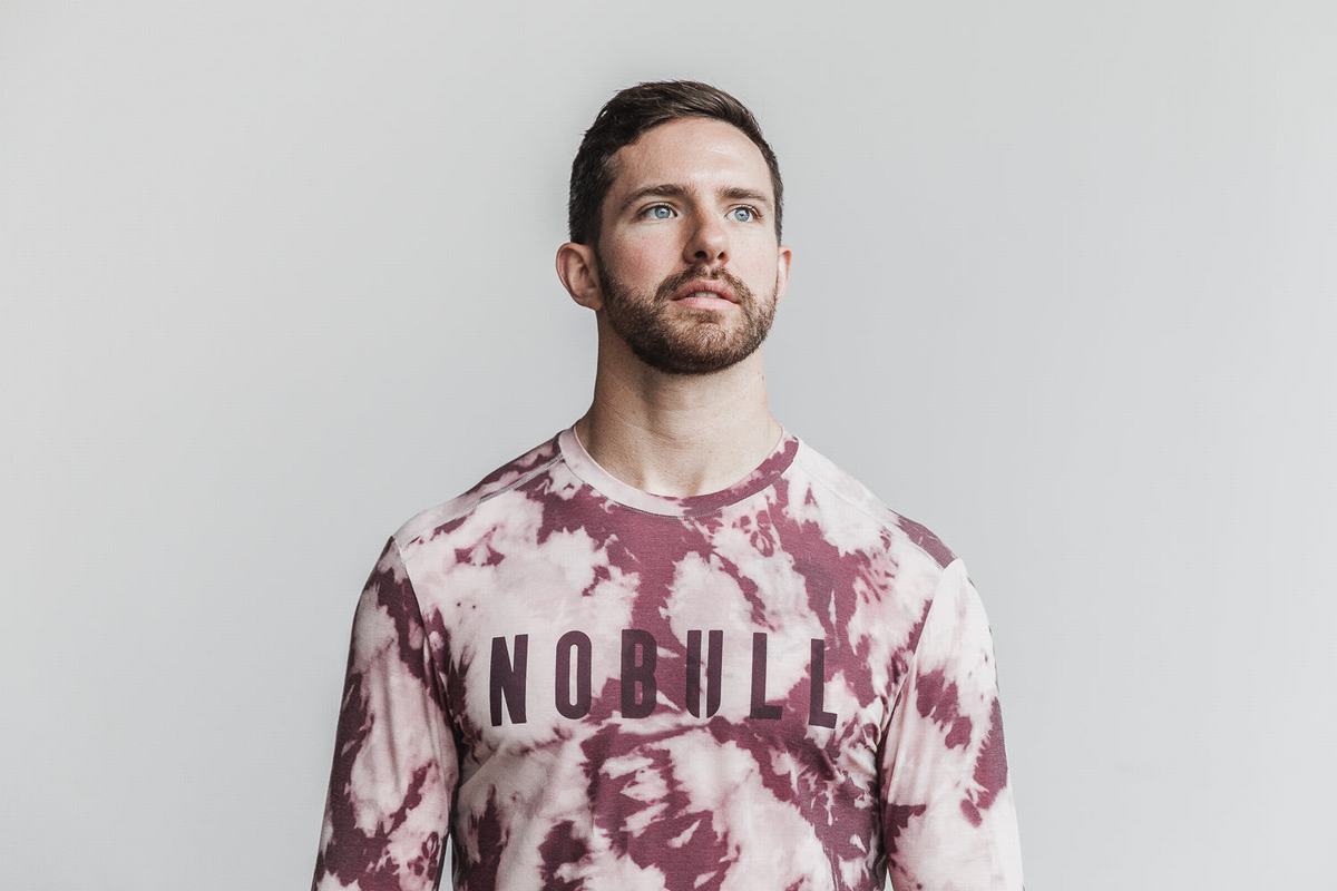 Nobull Tie-Dye Långärmad T-Shirt Herr Rosa Mörkröda | HN0185962