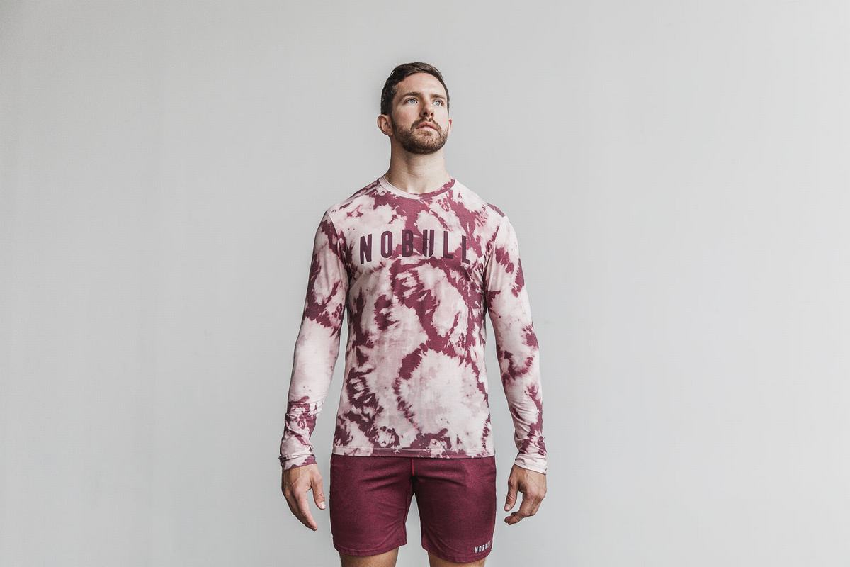 Nobull Tie-Dye Långärmad T-Shirt Herr Rosa Mörkröda | HN0185962