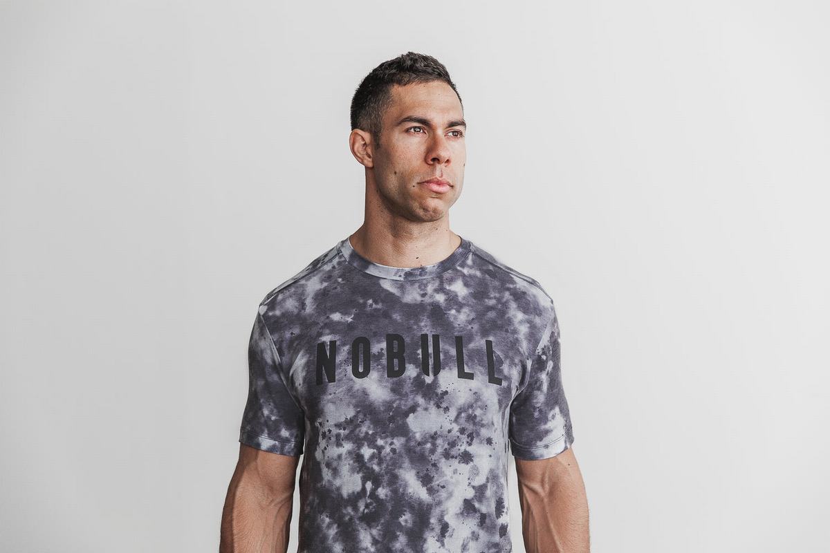 Nobull Tie-Dye T-Shirt Herr Vita Svarta | UQ6081432