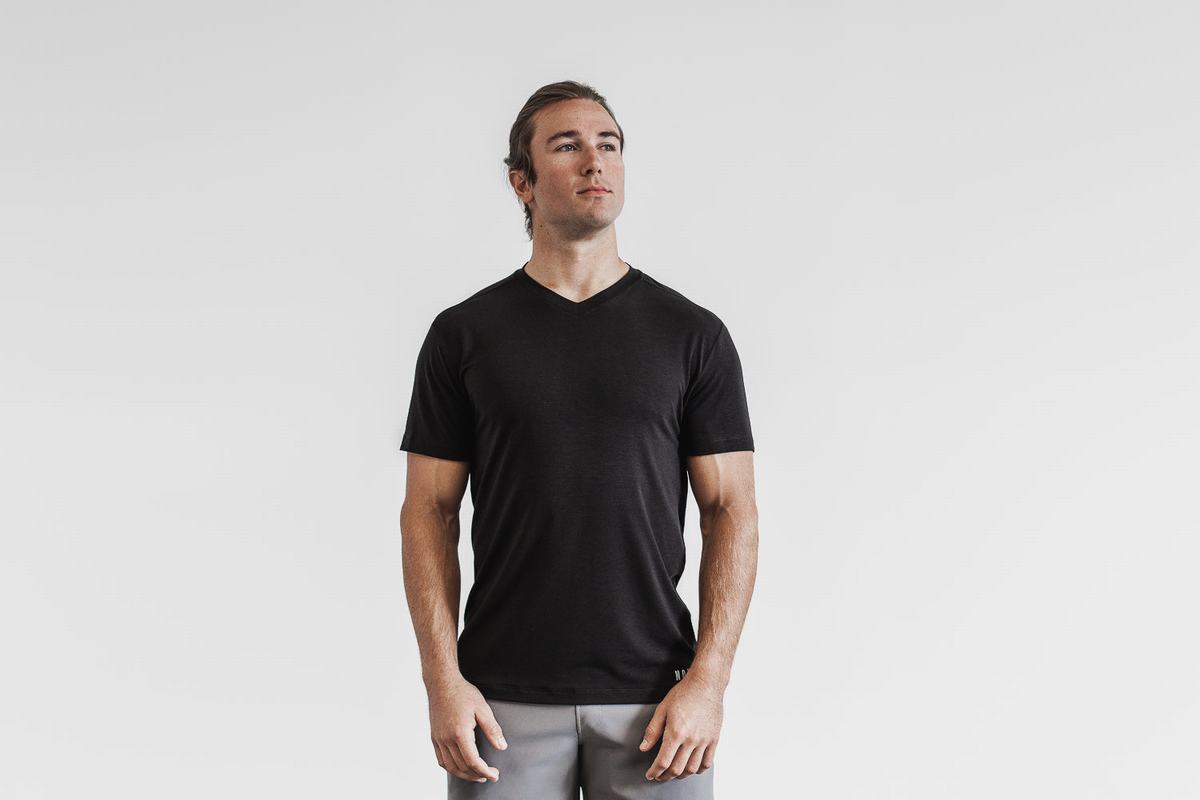 Nobull V-Neck T-Shirt Herr Svarta | PS8432957