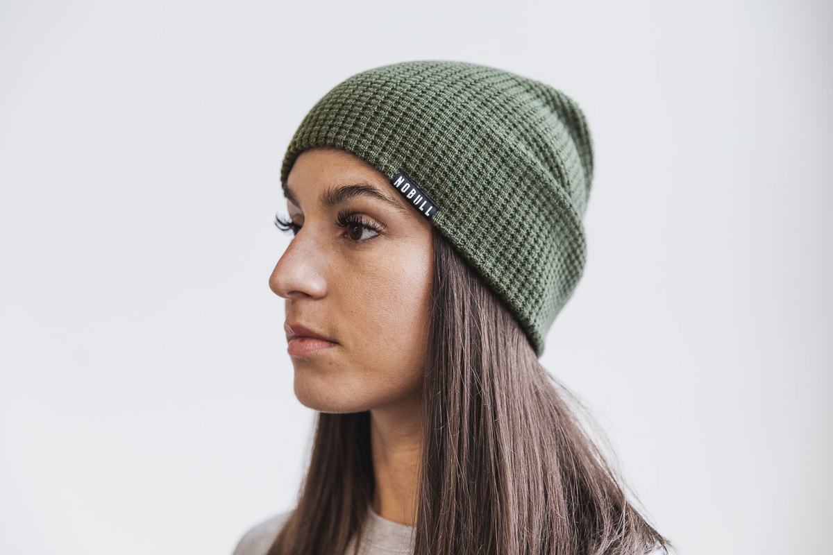 Nobull Waffle Beanie Mössa Dam Olivgröna | CL0153682