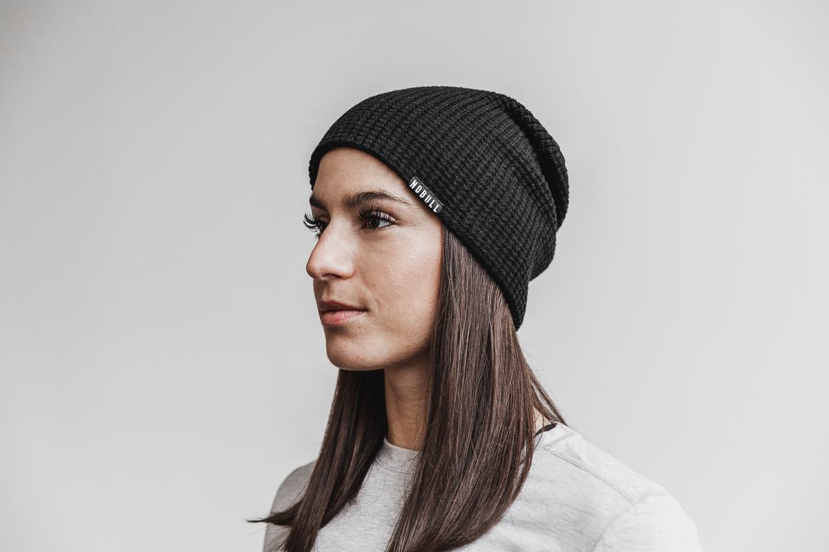 Nobull Waffle Beanie Mössa Dam Svarta | RJ2673809