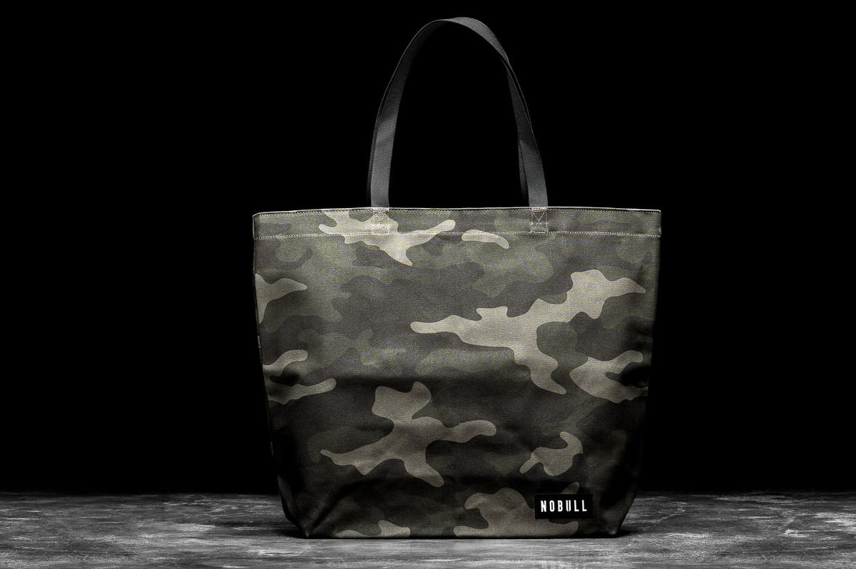 Nobull Waxed Canvas Open Top Tote Väska Dam Gröna Camo | CG4276358