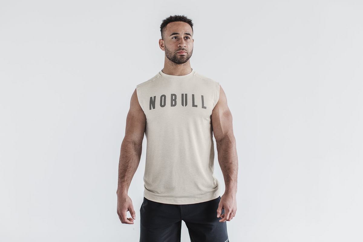 Nobull Ärmlös T-Shirt Herr Beige | MJ9458732