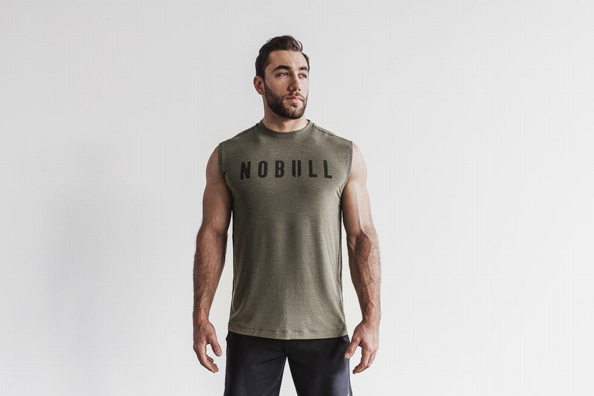 Nobull Ärmlös T-Shirt Herr Gröna | KI4710329