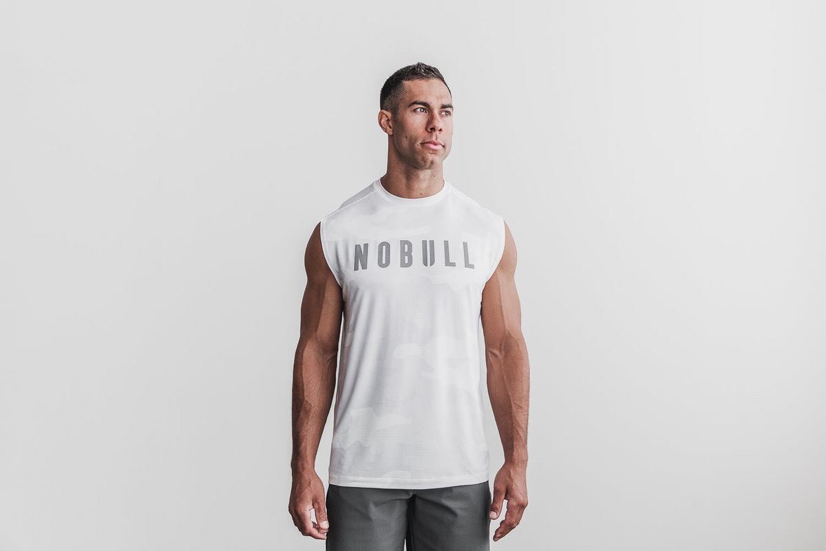 Nobull Ärmlös T-Shirt Herr Vita Camo | NK8320465