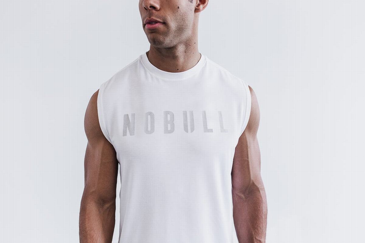 Nobull Ärmlös T-Shirt Herr Vita | EK4120937