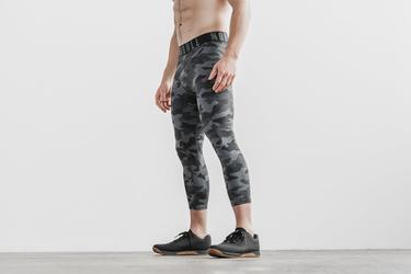 Nobull 3/4 Compression Plush Heather Strumpbyxor Herr Mörkgrå Camo | UC2973501