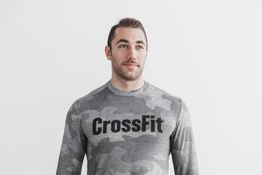 Nobull Crossfit® Långärmad T-Shirt Herr Grå Camo | HU7406823