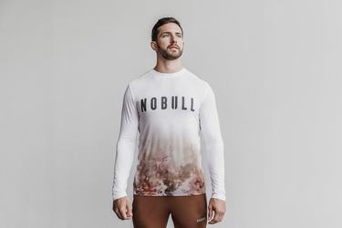 Nobull Dip-Dye Långärmad T-Shirt Herr Vita | NF5912380