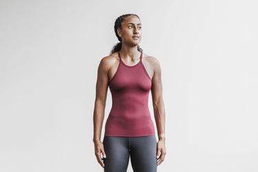 Nobull Halter Tank Ribbed Linne Dam Mörkröda | DE7319062