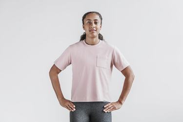 Nobull Heavyweight Pocket Boxy T-Shirt Dam Rosa | HM4176958