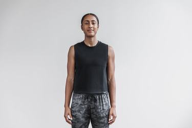 Nobull Heavyweight Ärmlös Crop T-Shirt Dam Svarta | NI3189052