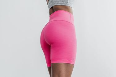 Nobull High-Rise 6" Neon Ribbed Shorts Dam Rosa | KB4512763