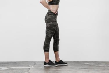 Nobull High-Rise Crop Plush Heather Strumpbyxor Dam Mörkgrå Camo | WM8605719