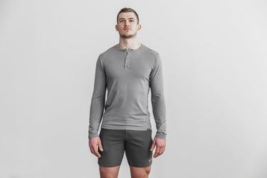 Nobull Lightweight Henley Långärmad T-Shirt Herr Mörkgrå | XC3462079