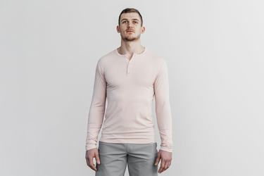 Nobull Lightweight Henley Långärmad T-Shirt Herr Rosa | XW0419658