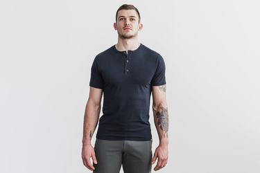 Nobull Lightweight Henley T-Shirt Herr Marinblå | WV3169452