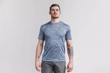 Nobull Lightweight Textured T-Shirt Herr Blå Camo | OT2796341