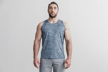 Nobull Lightweight Textured Tank Träningslinne Herr Blå Camo | LP2647859