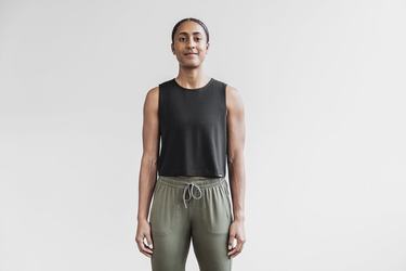 Nobull Lightweight Ärmlös Crop T-Shirt Dam Svarta | UC6982017